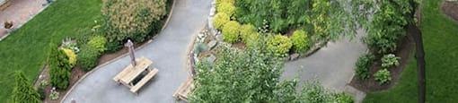 Regency Towers aerial photograph of beautifully landscaped property grounds in St. Catherines, ON