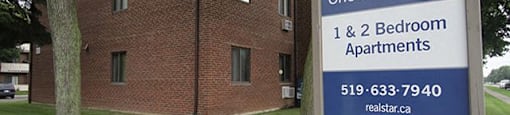 Chestnut Court exterior with building signage