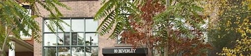 80 Beverley in Toronto, ON Exterior highlighting beautiful, natural feeling landscaping