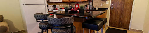 Garden Court in Windsor, ON kitchen with large breakfast island