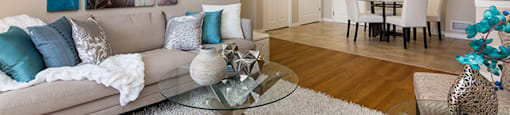 Beacon Heights in Calgary, AB open concept living and dining room