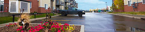Elizabeth Gardens in Edmonton, AB parking lot of property grounds