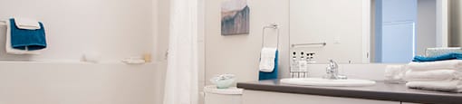 Summerhill Village apartments bathroom featuring shower in Nanaimo, BC