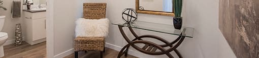 Summerhill Place in Nanaimo, BC hallway with table and chair