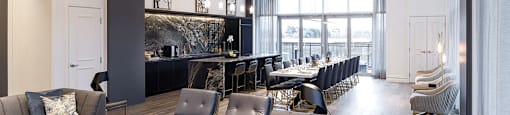 The Taunton Apartments social and dining lounge in Oakville, ON