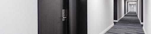 The Taunton Apartments modern and brightly lit resident hallways in Oakville, ON