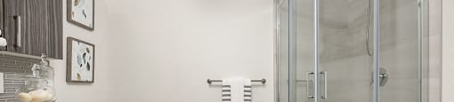 Modern bathroom with upgraded finishes at Axial Towers