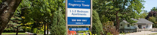 Regency Tower property sign in Owen Sound, ON