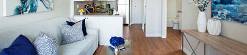 Regency Place modern living room with hard surface flooring in Whitby, ON