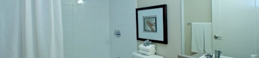 Regency Towers contemporary bathroom with full size bathtub in St. Catherines, ON