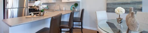 Regency Towers kitchen with built-in breakfast bar in St. Catherines, ON