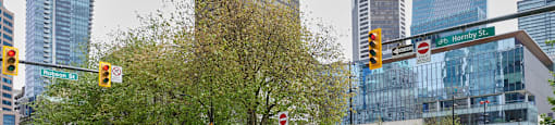 Robson Street and Hornby Street nearby Wesley Place Apartments in Vancouver British Columbia