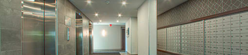 Royal Rose Apartments elevators and mailboxes in Etobicoke, ON