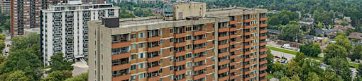 Royal Rose building drone exterior in Etobicoke, ON