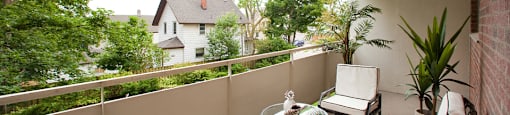 Lord Simcoe Apartments balcony with view of surrounding area in Niagara Falls, ON