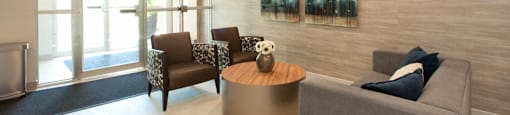 Shannon Towers lobby with seating area in Collingwood, ON