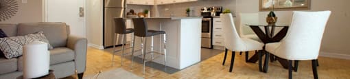 Silvercreek Towers in Georgetown, ON open concept kitchen, dining and living room