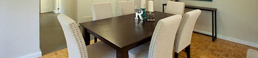 St. Lawrence Village in St. Catharines, ON Dining room with hardwood flooring
