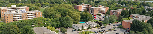St. Lawrence Village in St. Catharines, ON Drone view of the entire property