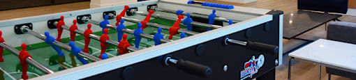 Surrey Village social room lounge seating and fooseball table in Surrey, BC
