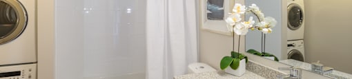 bathroom with ensuite laundry at Surrey Village in Surrey BC