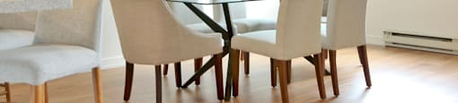 Testa Heights Apartments in Uxbridge, ON Dining Area Featuring Ceiling Fan