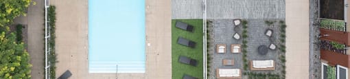 The Conservatory in Kelowna, BC drone image of outdoor pool