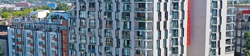 The Duke in Vancouver, BC drone image of building