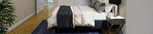 The Parkwood bedroom with large closet and hardwood flooring in Bellville, ON