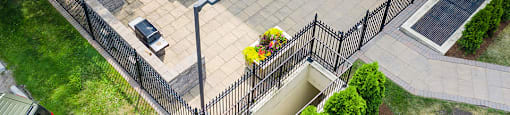The Parkwood drone image of patio with patio furniture in Bellville, ON