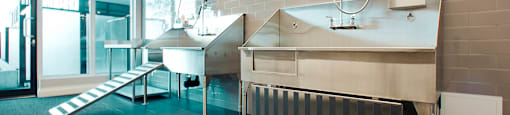 The Taunton in Oakville, ON pet spa with ramp and retractable shower heads