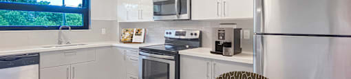 a kitchen stainless steel appliances at Trio on Belmont in Kitchener ON