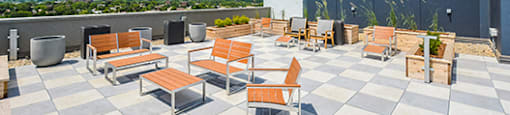 Trio On Belmont large rooftop patio with view of surrounding area in Kitchener, ON