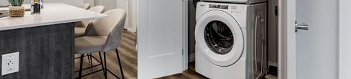 a washer and dryer in at Vale Station Apartments in Waterloo ON