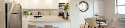 Valleyview Kitchen on the left and dining room on the right next to a spacious window in Newmarket, ON