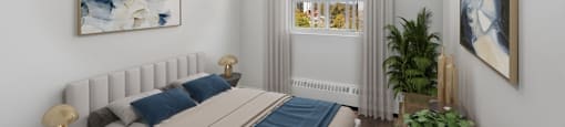 Spacious bedroom with hardwood flooring Village Tower Toronto ON