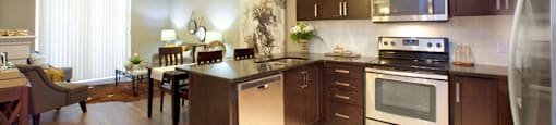 Juliana Place Apartments kitchen featuring stainless steel appliances in Woodstock, ON
