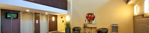 Market Street Apartments Lobby with seating in Hamilton, ON