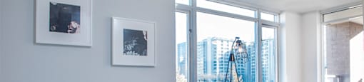 Wesley Place in Vancouver, BC Living room featuring view of Downtown Vancouver
