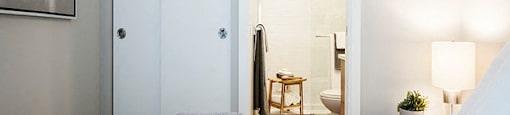 Yello On Yates bedroom with ensuite in Victoria, BC
