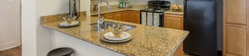 Kitchen with Island at San Moritz