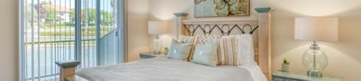 Large Bed in Bedroom at Heron Pointe
