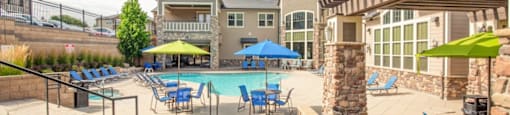 Pool with Lounge Chairs at San Moritz