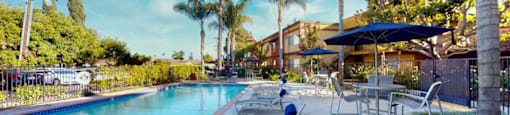 the swimming pool at the resort at The Marquee Apartments, California