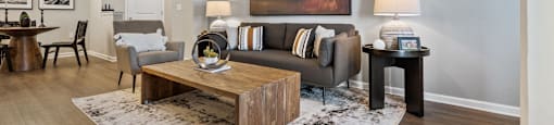 a living room with a couch and a coffee table