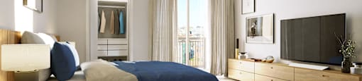 Orchard bedroom rendering and open layout.