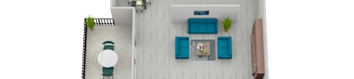 a floor plan of a 1 bedroom floor plan with roommates