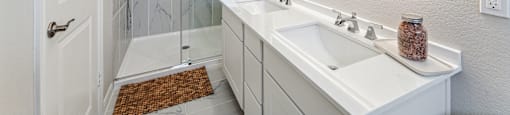 Double Vanity with Rainforest Shower Head