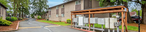 our apartments are located in a quiet neighborhood with trees