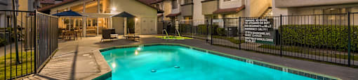 Pool View Twilight view at Azul Apartments, Hemet, 92545